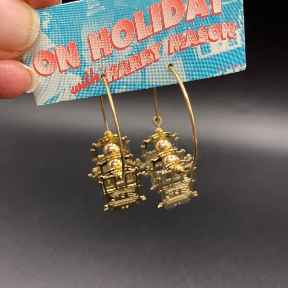 14K Gold Filled Wire Earrings San Franciso Cable Car HARRY MASON Holiday NEW